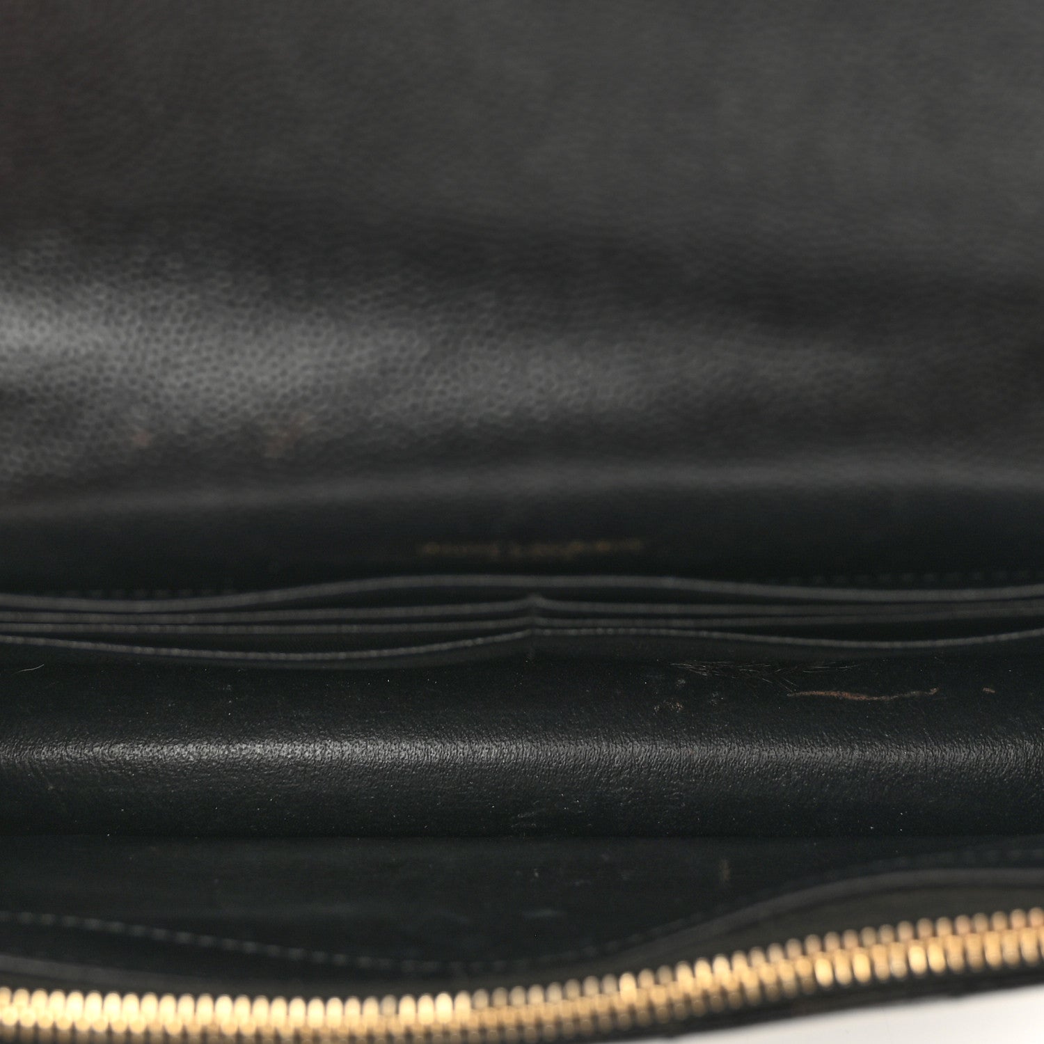 Saint Laurent Grain De Poudre Matelasse Chevron Monogram Envelope Chain Wallet Black 6 of 12
