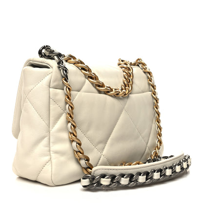 Chanel Goatskin Quilted Medium Chanel 19 Flap White 3 of 10