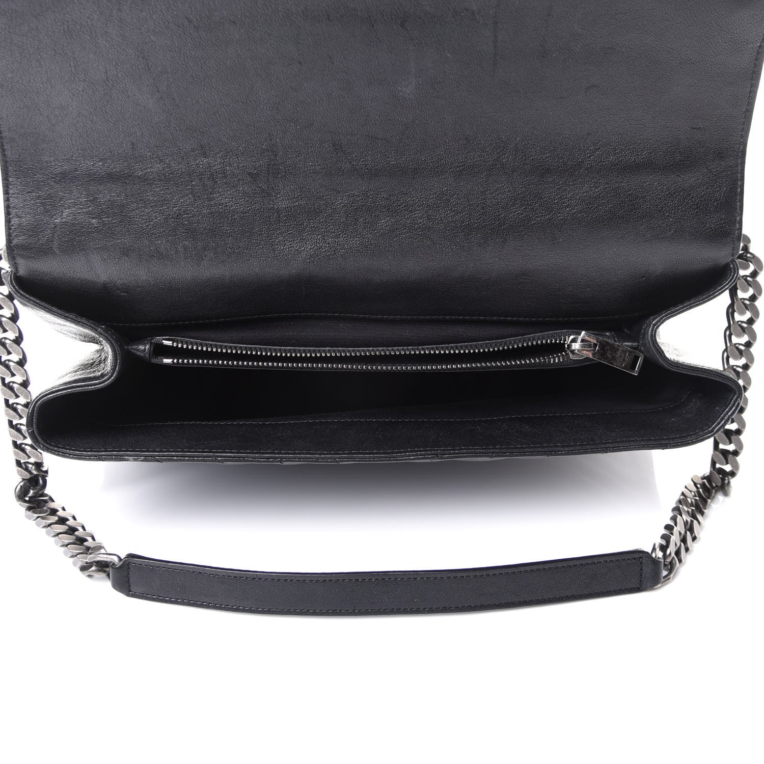 Saint Laurent Sheepskin Matelasse Chevron Monogram Monochrome Large College Satchel Black 4 of 8