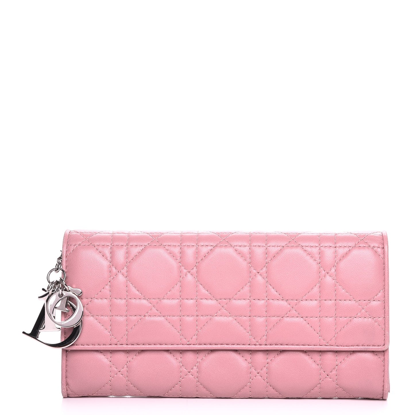 Lambskin Cannage Lady Dior Rendezvous Wallet Pink