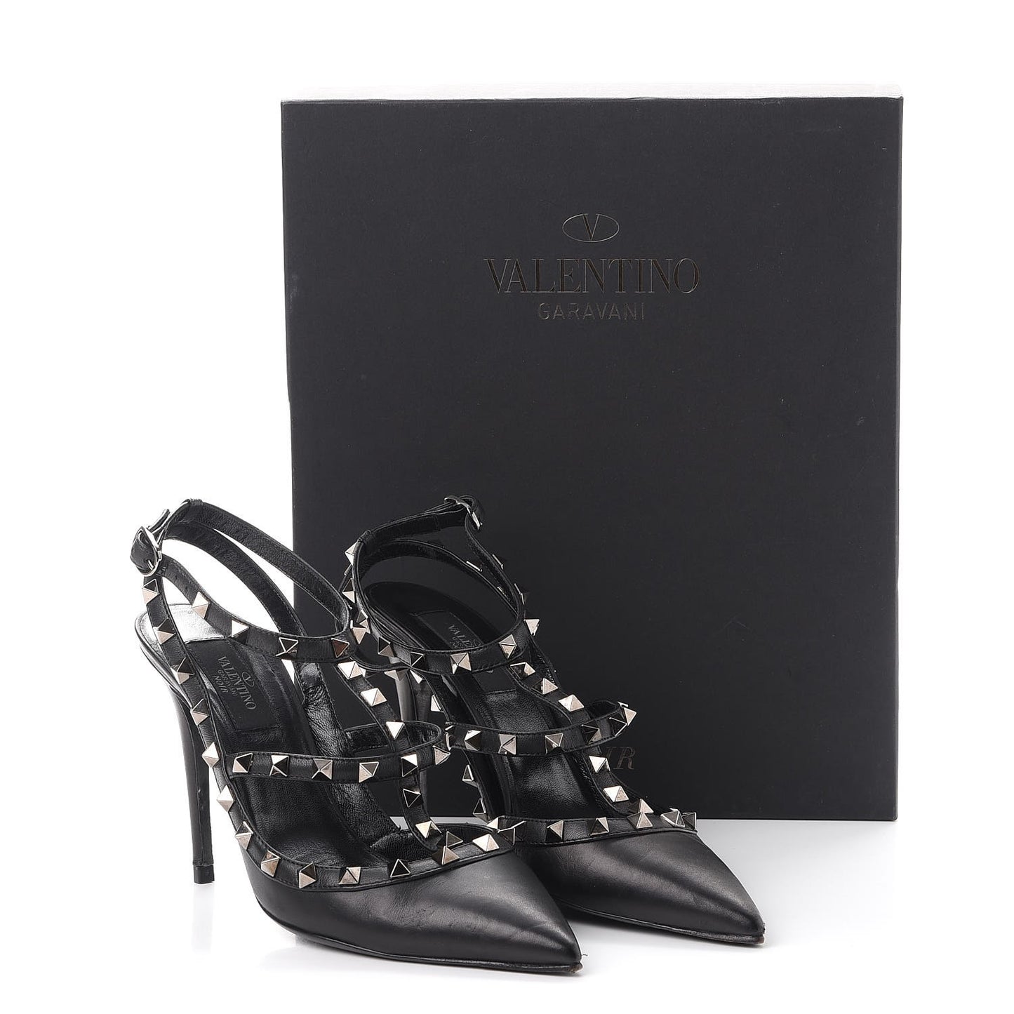 Nappa Rockstud Ankle Strap Pumps 38 Black