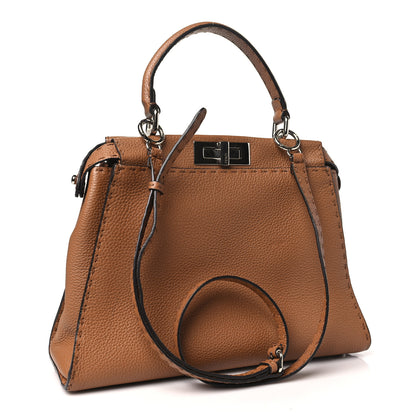 Fendi Cuoio Romano Selleria Bi-Color Medium Peekaboo Iconic Satchel Mou Deserto 3 of 11