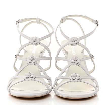 Chanel Calfskin Camellia Sandals 40 White 2 of 9