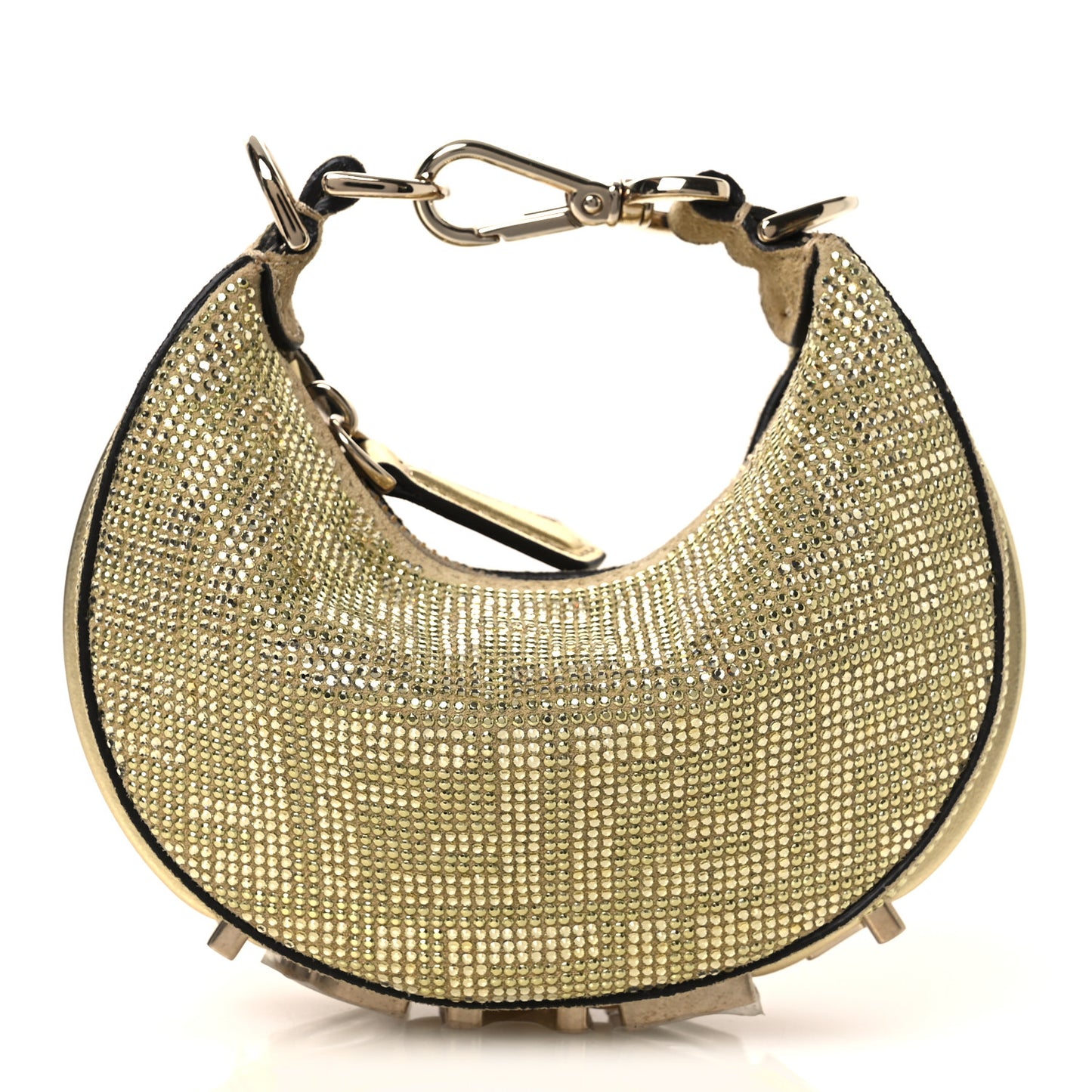 Crystal Vitello Laminato Suede FF Nano Fendigraphy Hobo Bag Platino