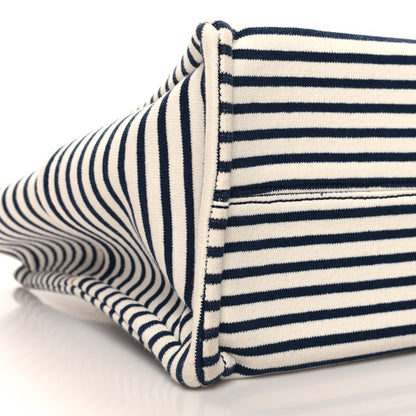 Celine Canvas Calfskin Striped Triomphe Cabas Navy 8 of 12