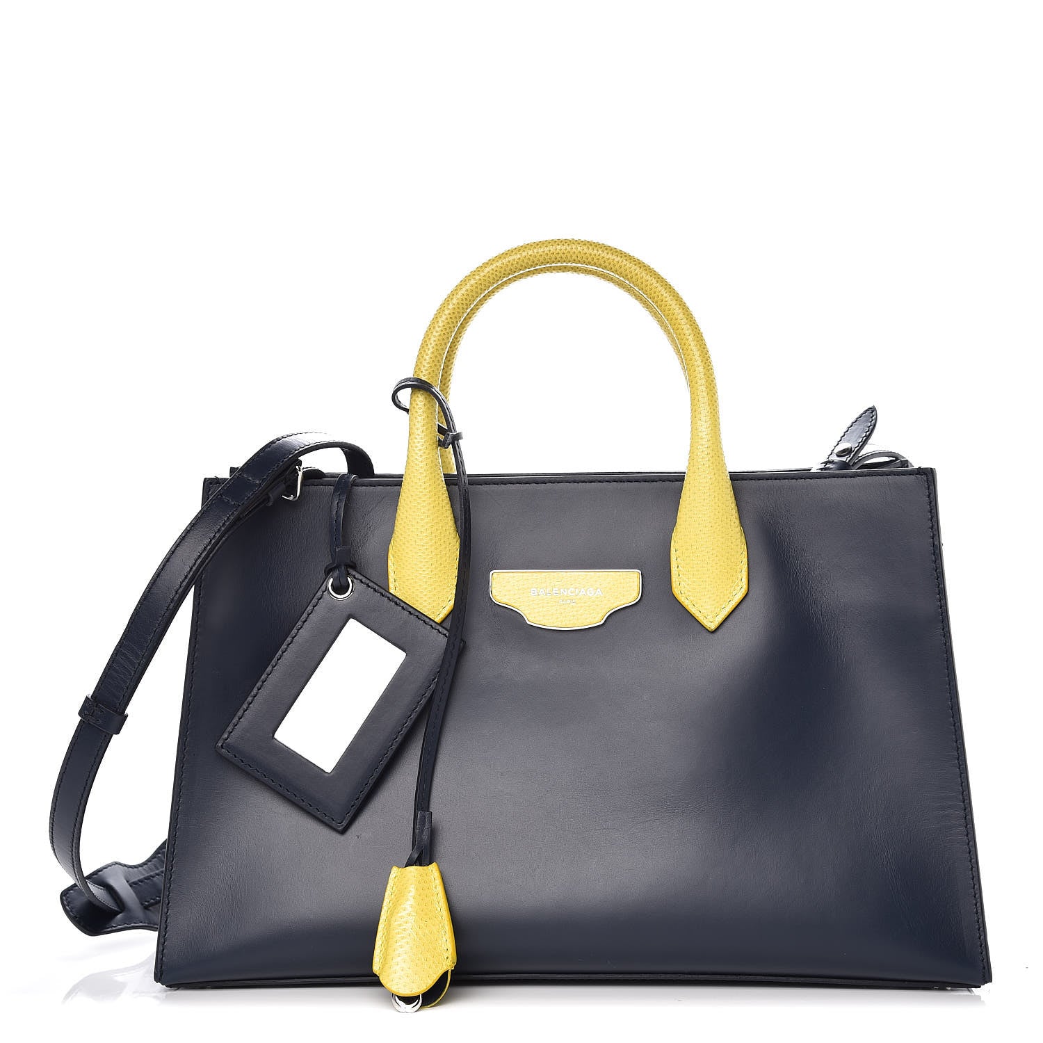 Balenciaga Smooth Calfskin Karung Padlock Work XS Bleu Outremer Jaune Citrus 1 of 9