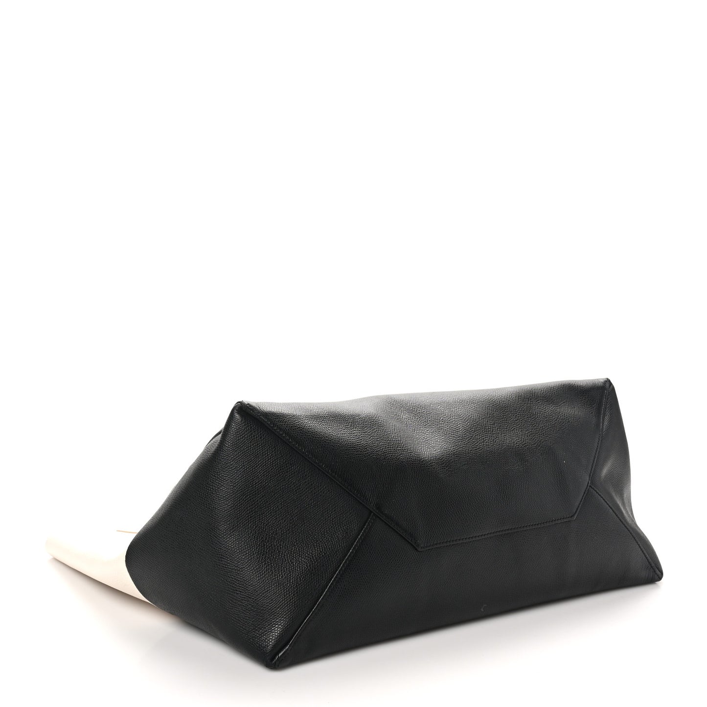Grained Calfskin Horizontal Bi-Color Cabas White Black