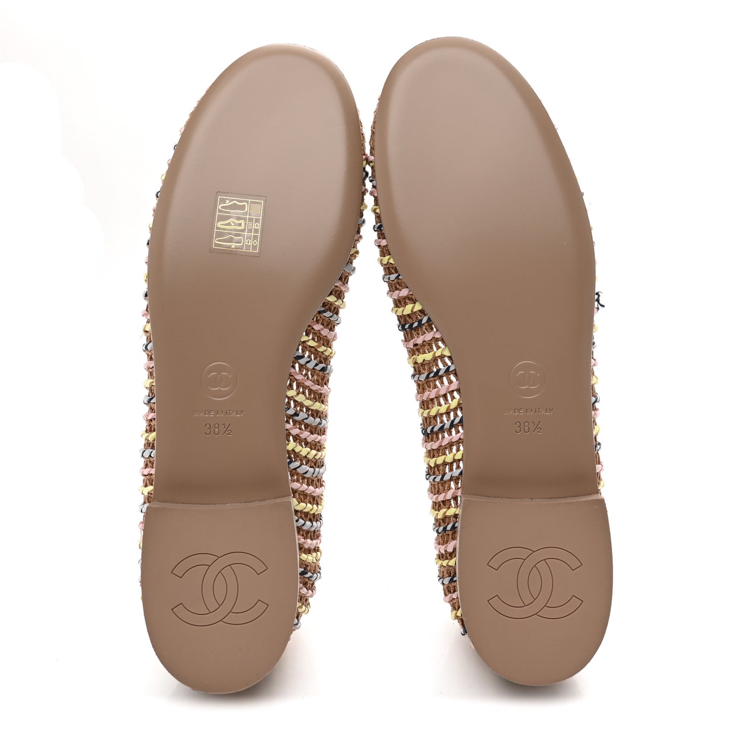 Raffia CC Cap Toe Ballerina Flats 38.5 Beige Multicolor