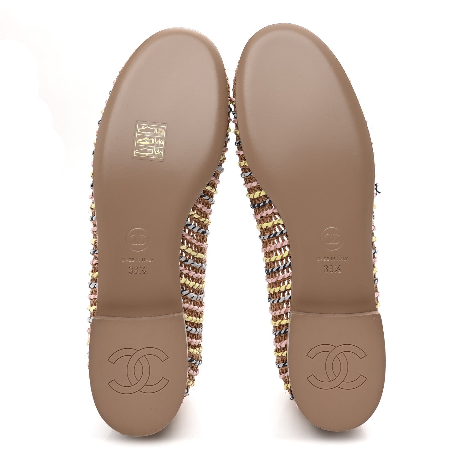 Chanel Raffia CC Cap Toe Ballerina Flats 38.5 Beige Multicolor 6 of 9