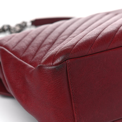 Saint Laurent Sheepskin Matelasse Chevron Large College Monogram Satchel Rouge 8 of 12
