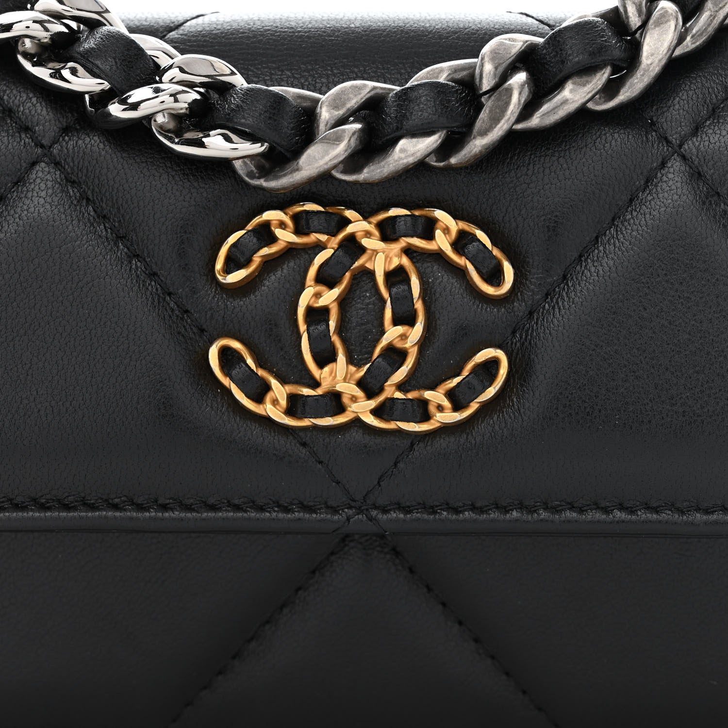 Chanel Lambskin Quilted Chanel 19 Clutch With Chain Black 9 of 13