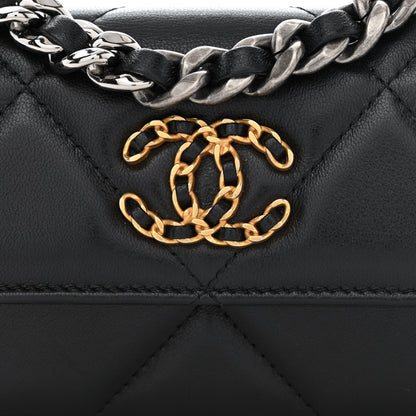 Chanel Lambskin Quilted Chanel 19 Clutch With Chain Black 9 of 13
