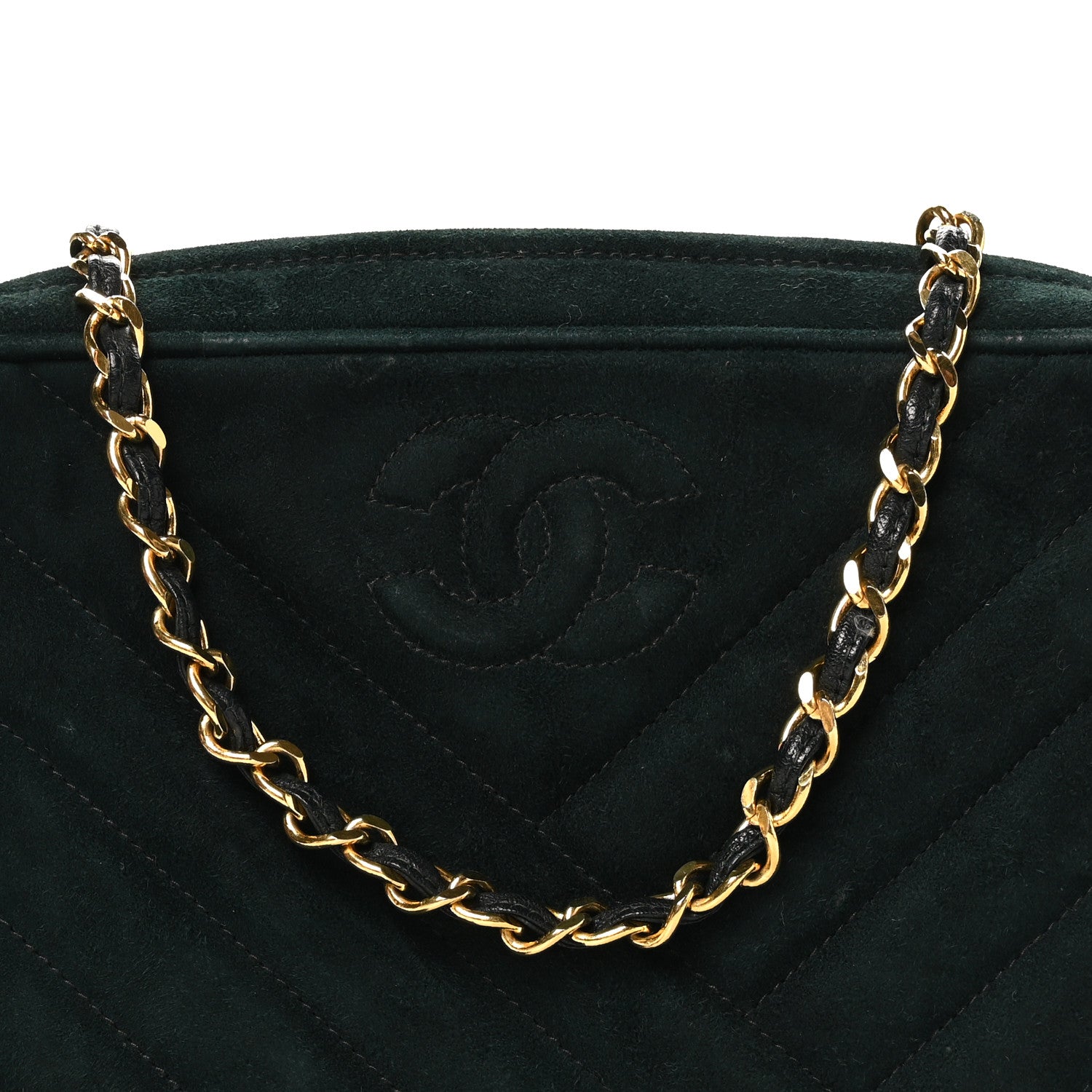 Chanel Suede Chevron Tassel Camera Case Dark Green 8 of 11
