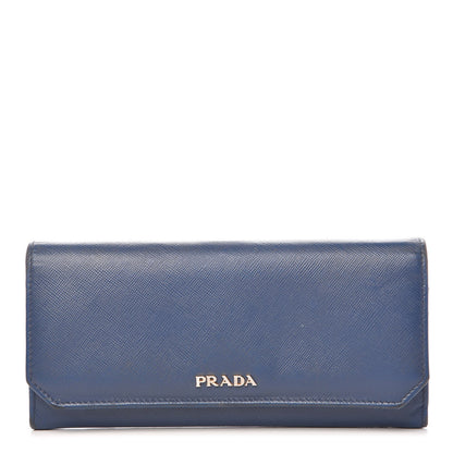 Prada Saffiano Corner Continental Flap Wallet Bluette Cobalto 1 of 13