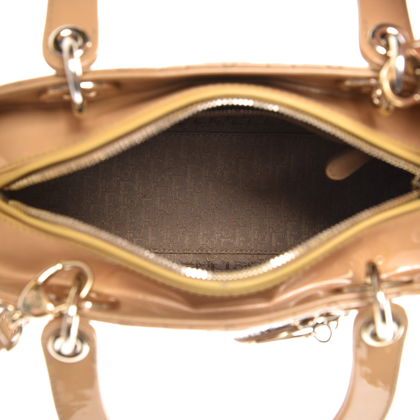 Patent Cannage Medium Lady Dior Beige