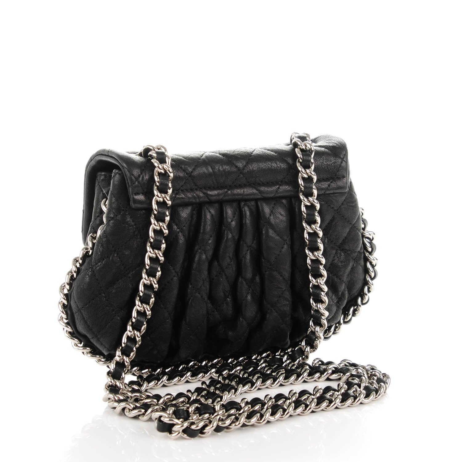 Chanel Washed Lambskin Quilted Mini Chain Around Flap Black 3 of 7