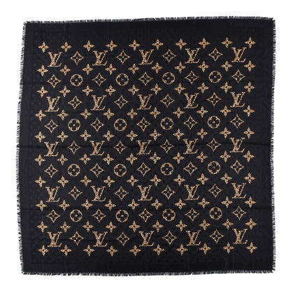 Louis Vuitton Wool Silk Monogram Giant Jungle Shawl Black 1 of 4