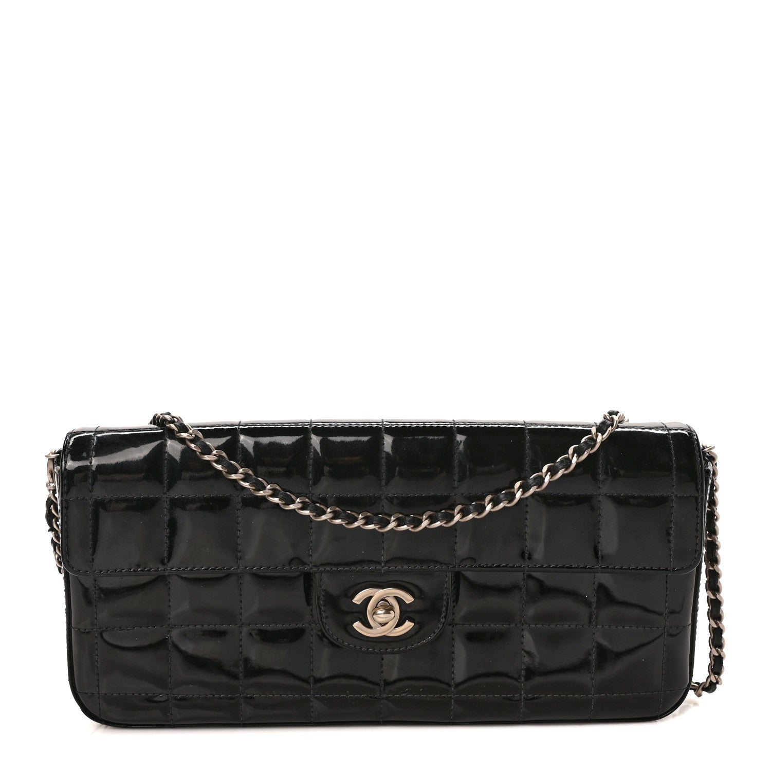 Chanel Patent Quilted East West Chocolate Bar Flap Black 1 of 11