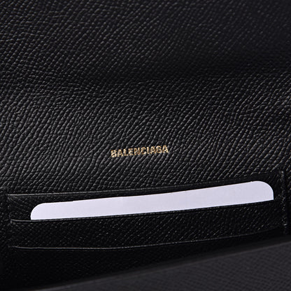 Balenciaga Signature Grained Calfskin Logo Ville Wallet on Chain Black 6 of 10