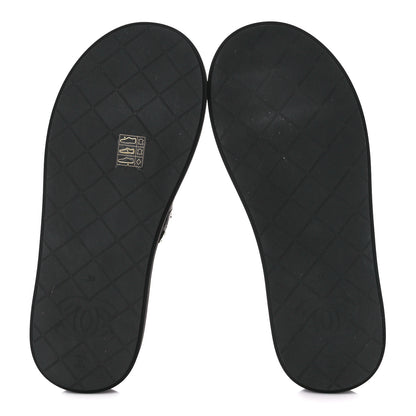 Chanel Lambskin Quilted Padded Charms Thong Sandals 39 Black 5 of 7