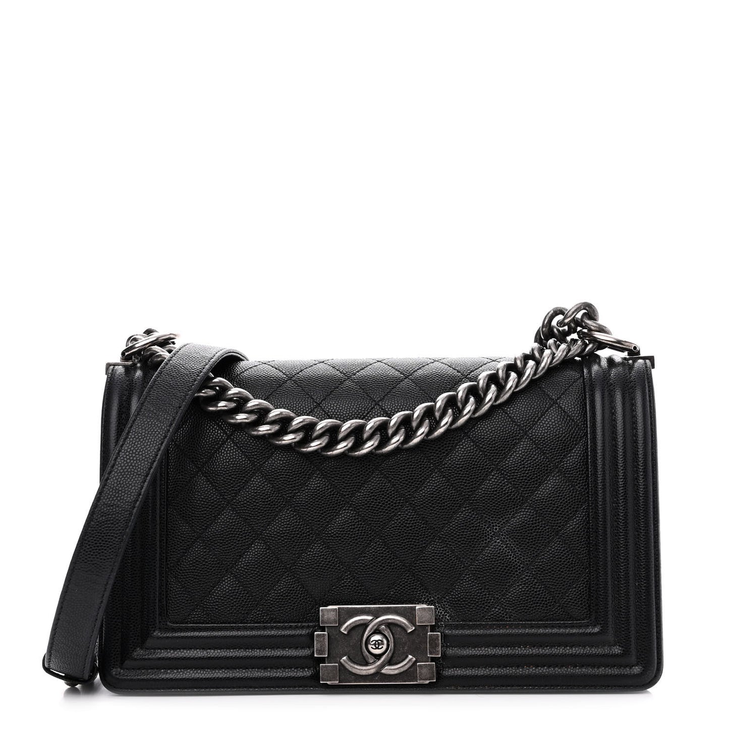 Caviar Quilted Medium Boy Flap Black