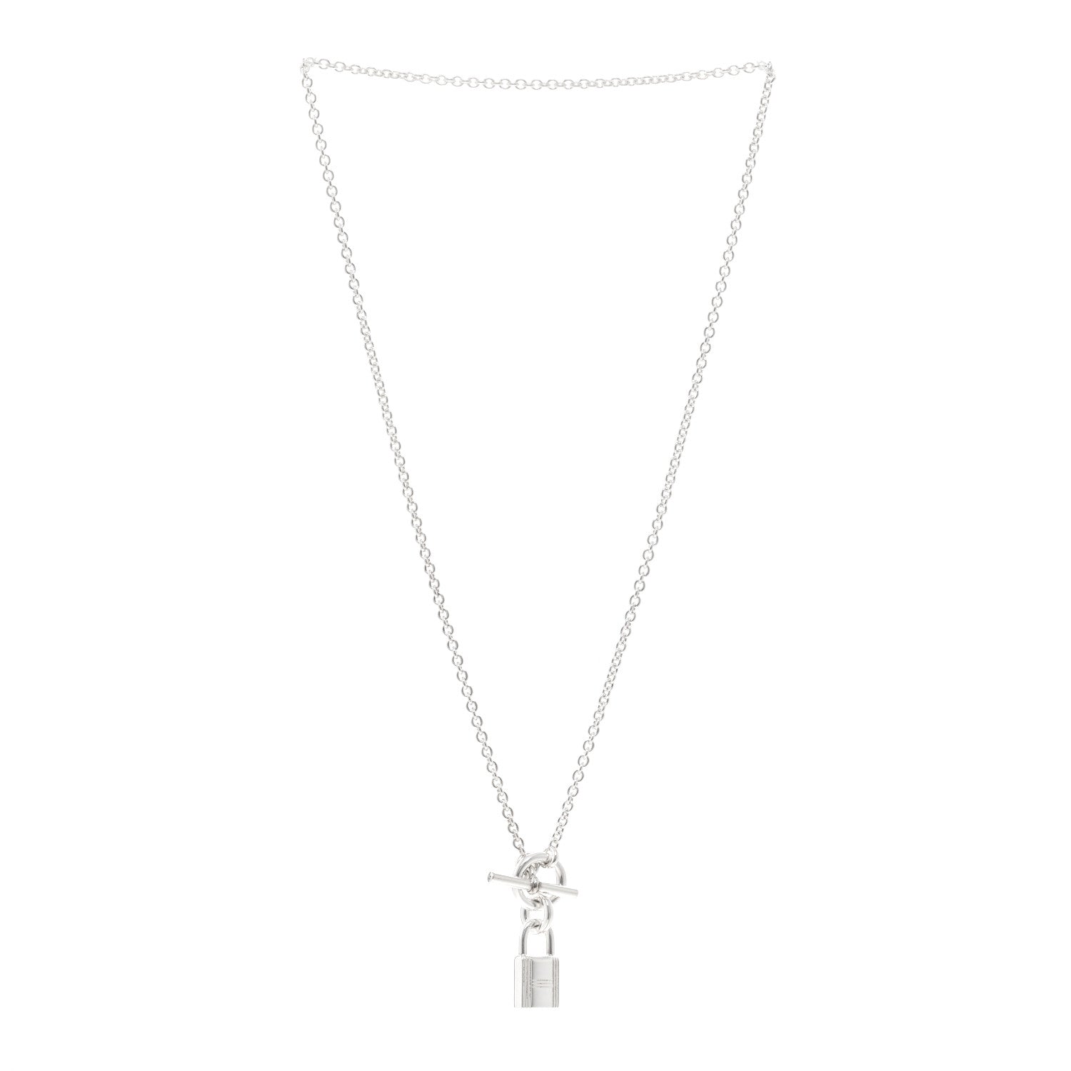Hermes Sterling Silver Cadenas Kelly Lock Pendant Necklace 3 of 5