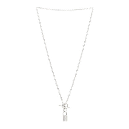 Hermes Sterling Silver Cadenas Kelly Lock Pendant Necklace 3 of 5