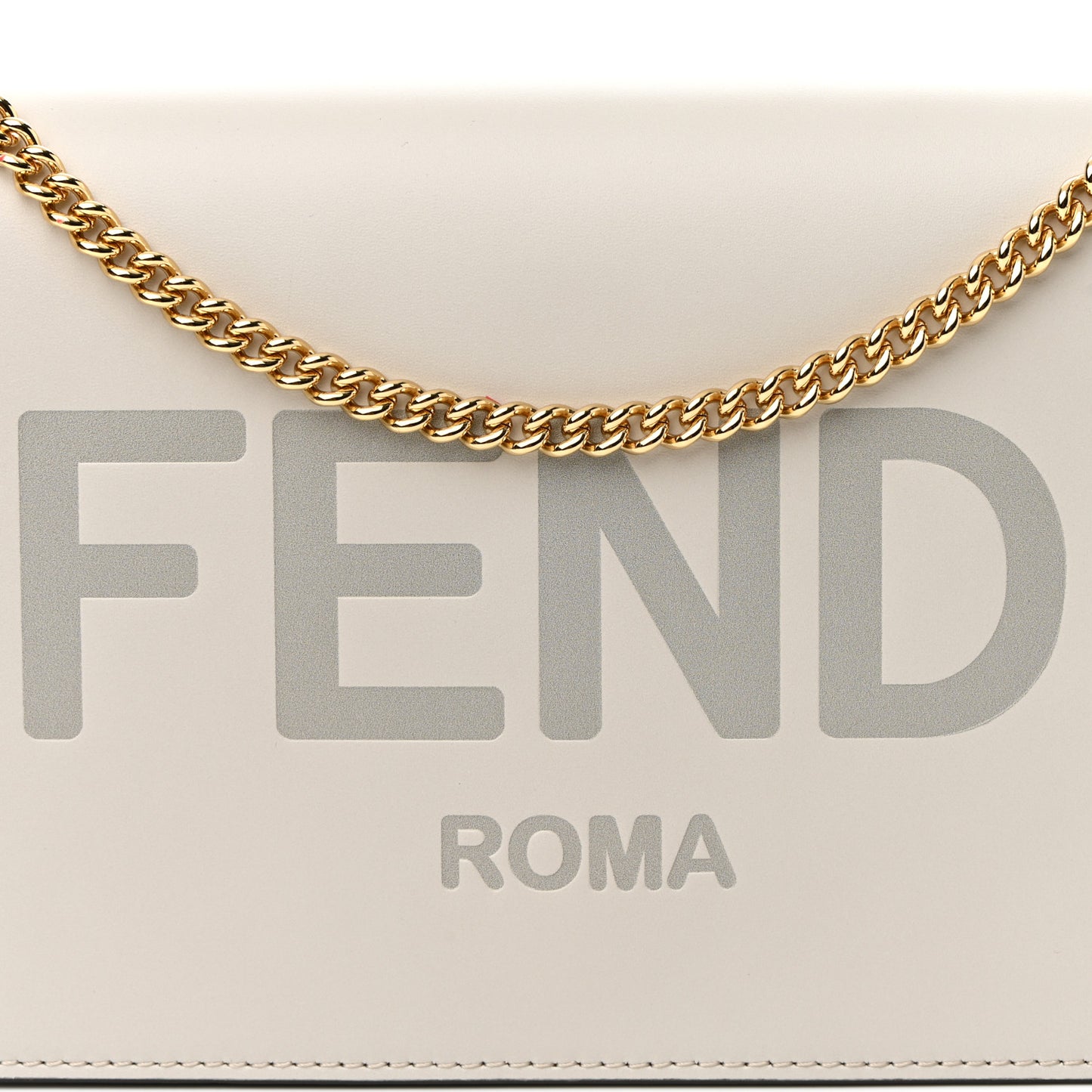 Vitello King Tamponato Logo Embossed Medium Wallet On Chain White Ice