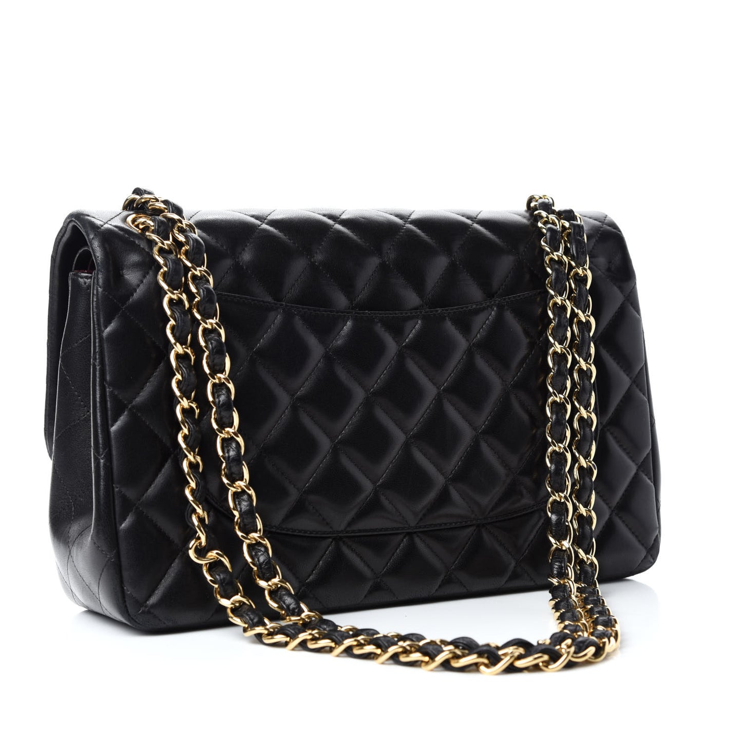 Lambskin Quilted Jumbo Double Flap Black