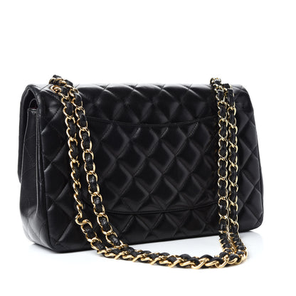 Chanel Lambskin Quilted Jumbo Double Flap Black 3 of 15