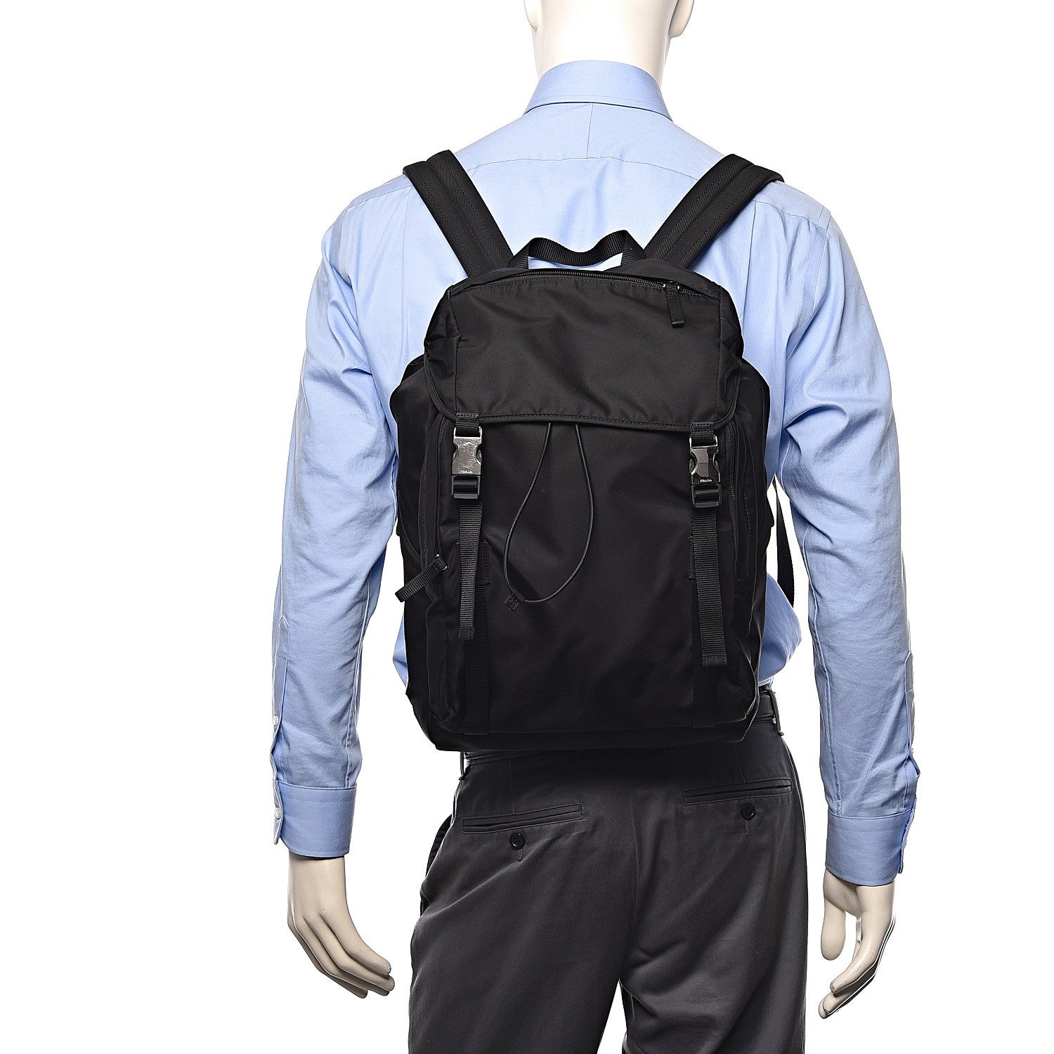 Prada Nylon Montagna Double Buckle Backpack Black 2 of 13