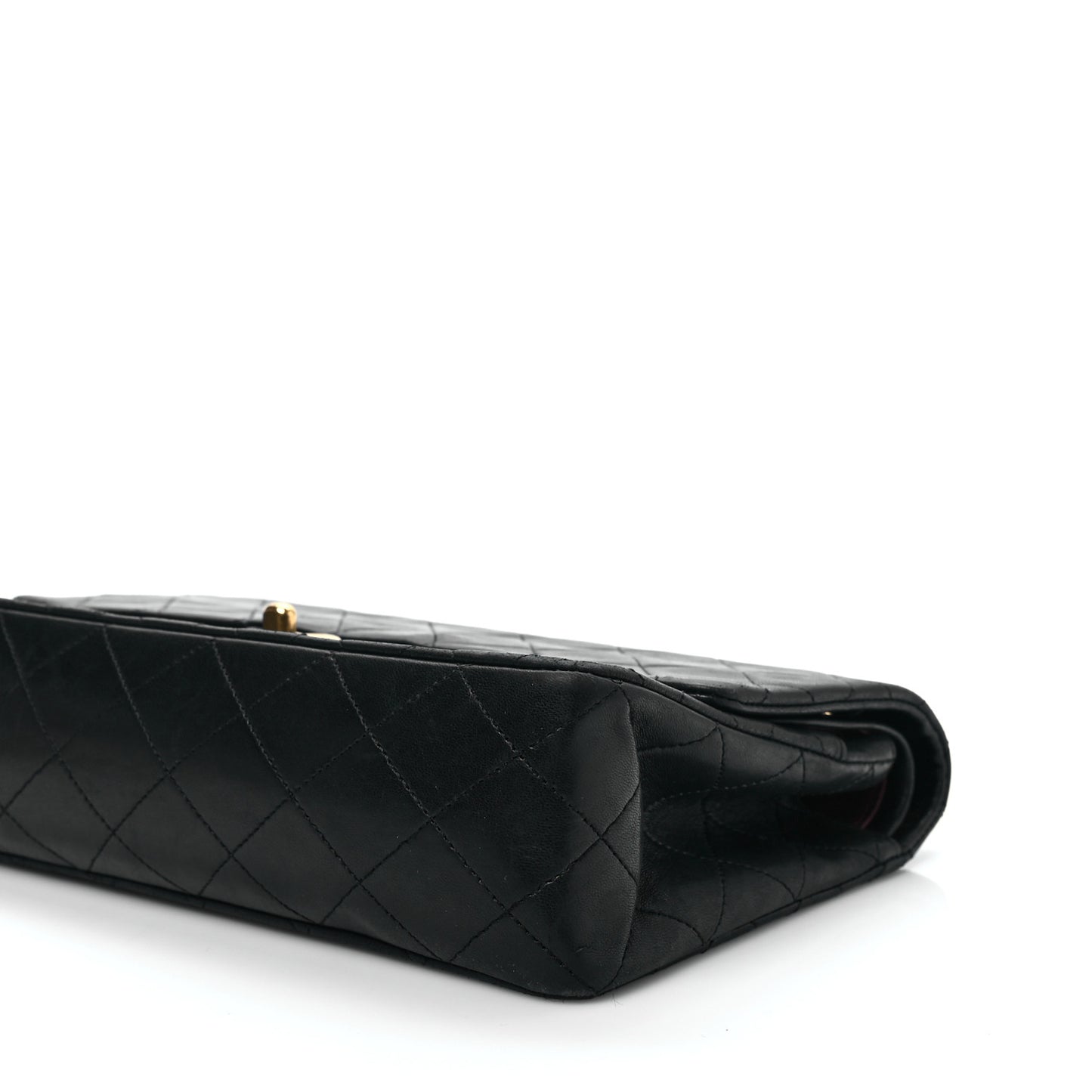 Lambskin Quilted Medium Double Flap Black