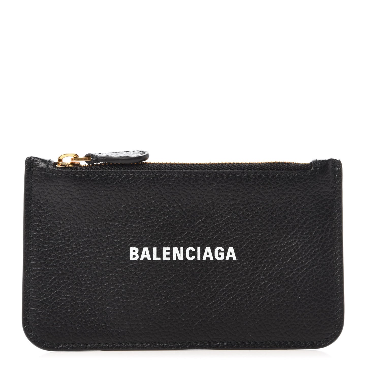Grained Calfskin Logo Cash Long Coin Card Holder Black White
