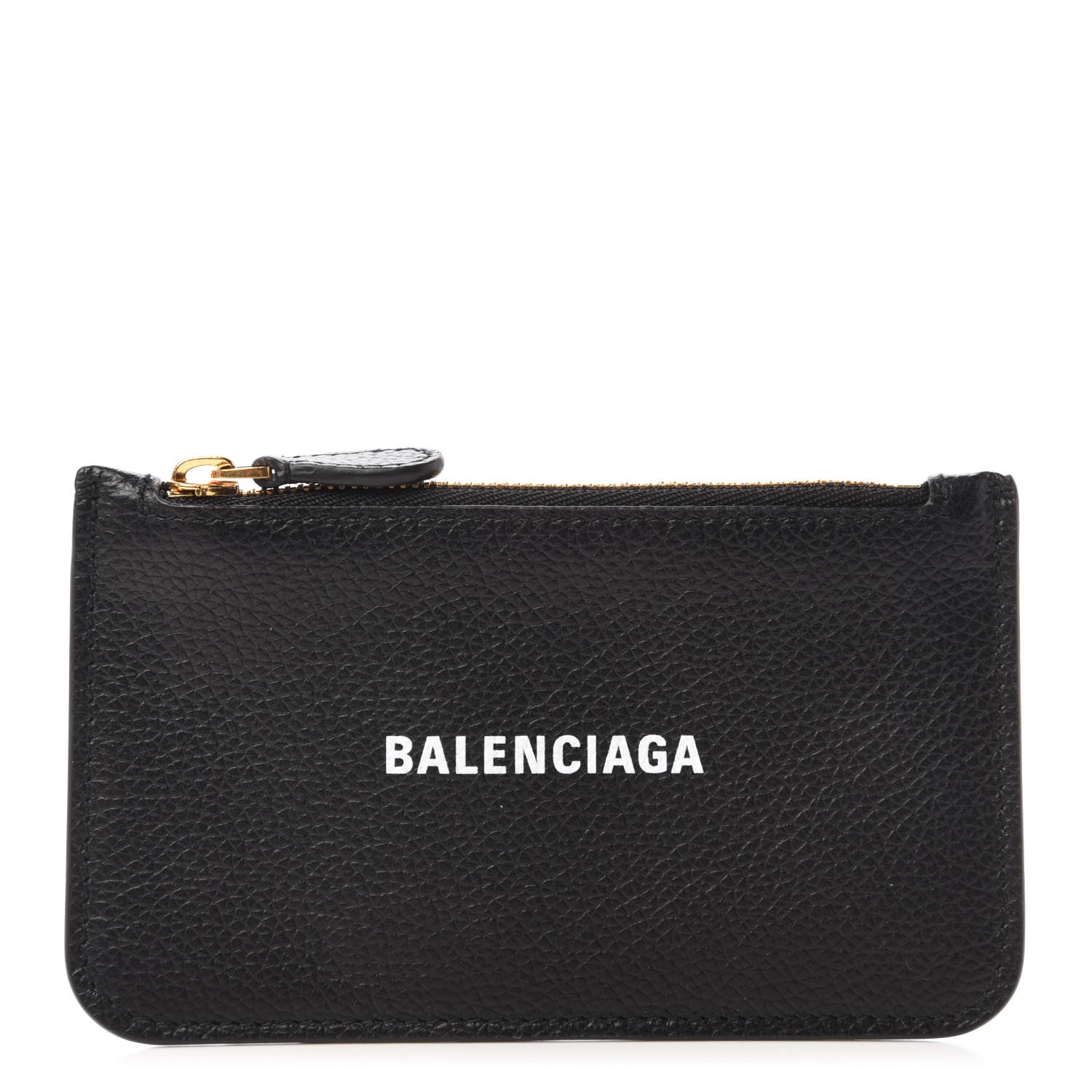 Balenciaga Grained Calfskin Logo Cash Long Coin Card Holder Black White 1 of 10