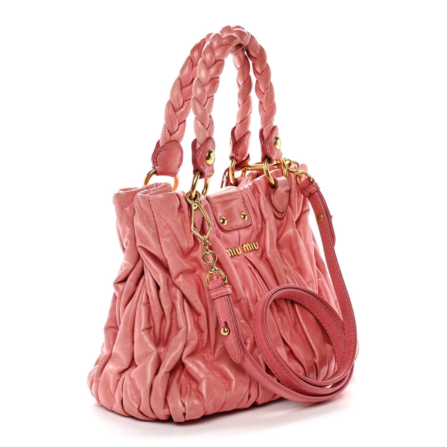 Miu Miu Nappa Matelasse Lux Coffer Hobo Begonia 3 of 15