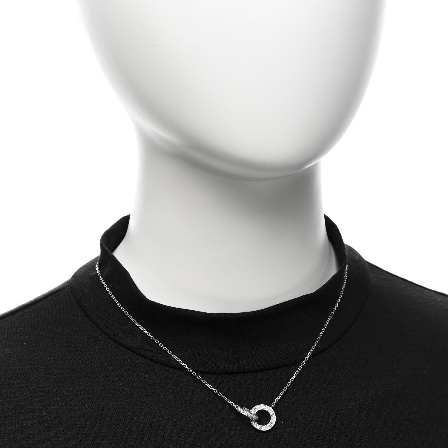 Cartier 18K White Gold Diamond Interlocking LOVE Paved Necklace 2 of 5
