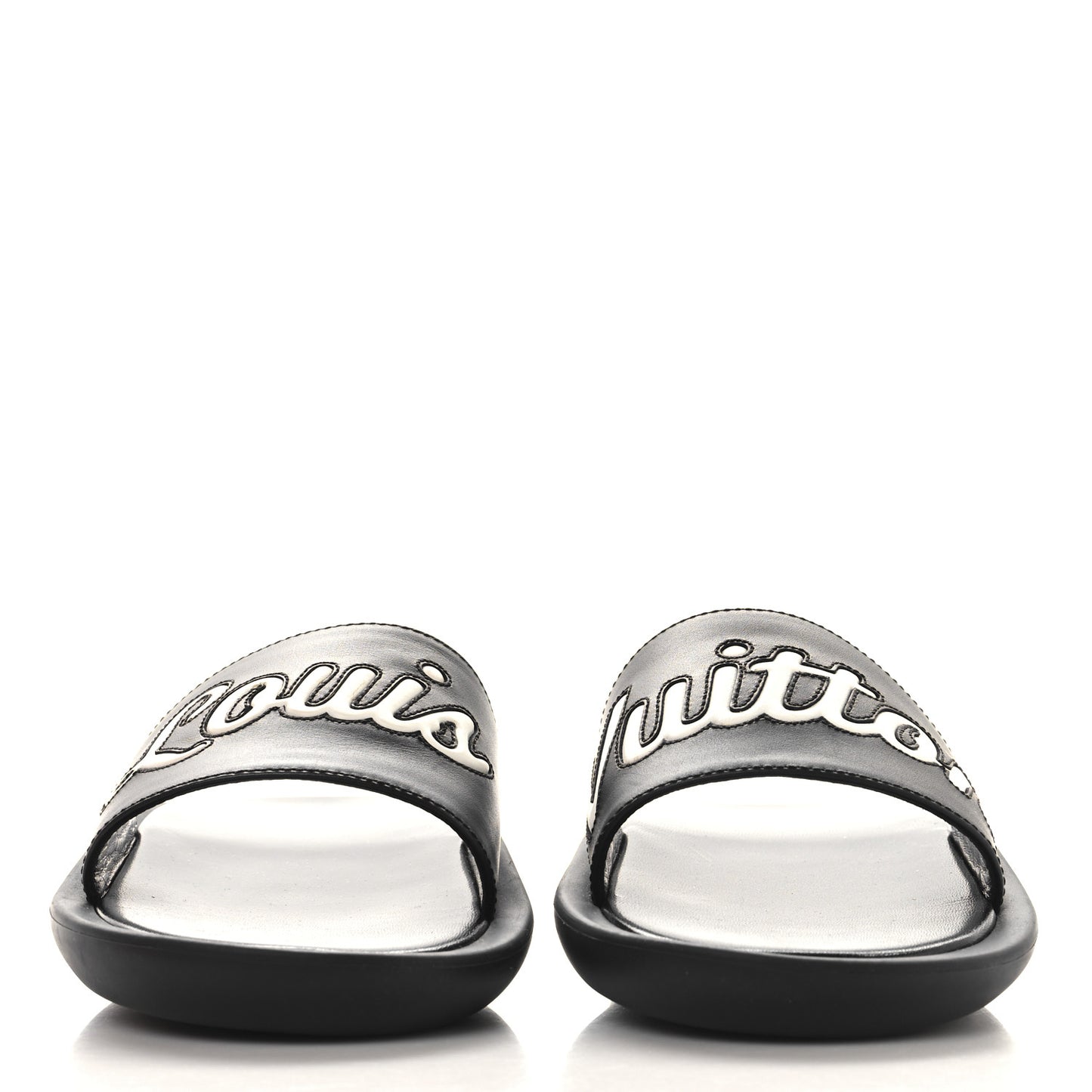 Calfskin Logo Sunbath Slide Sandals 38 Black