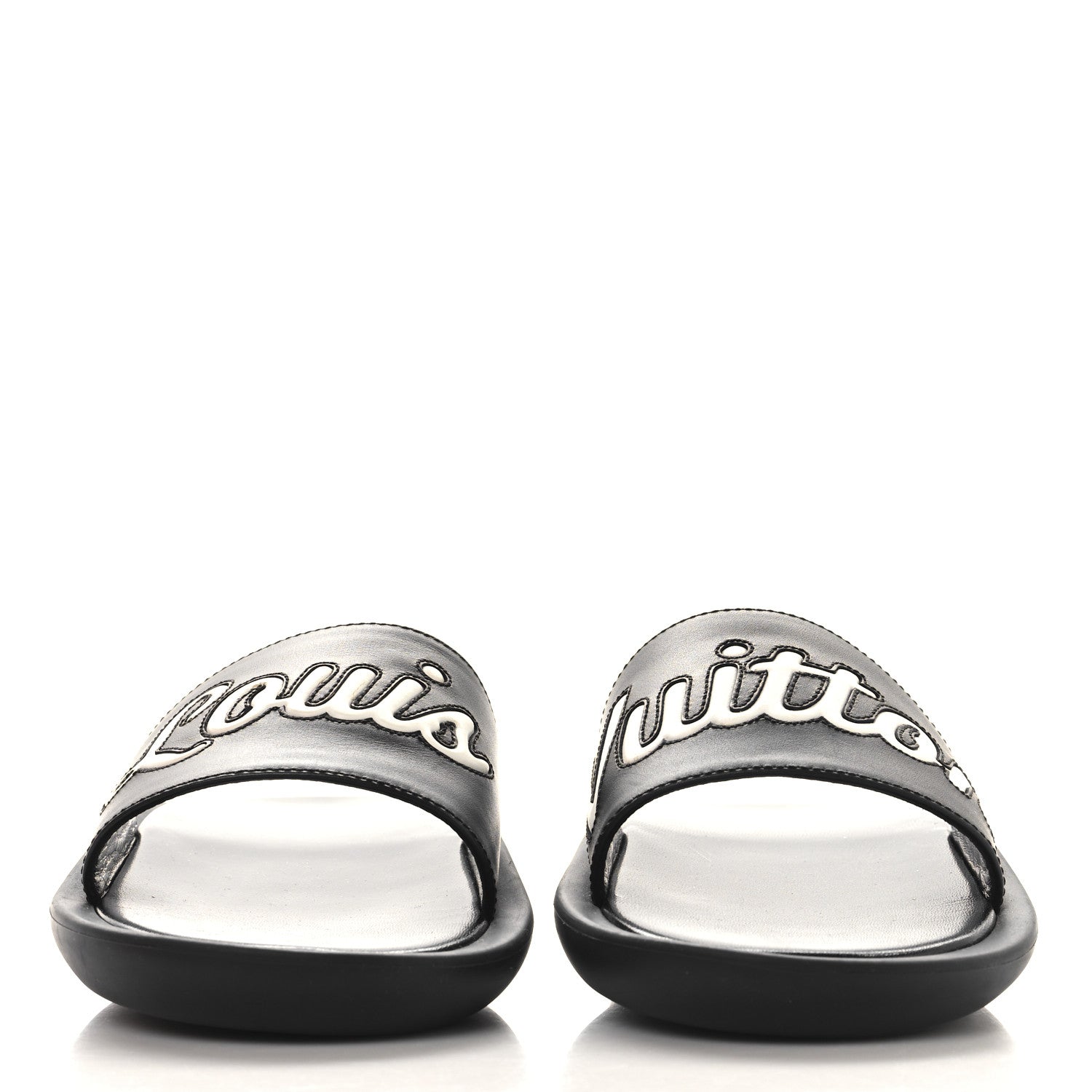 Louis Vuitton Calfskin Logo Sunbath Slide Sandals 38 Black 3 of 10