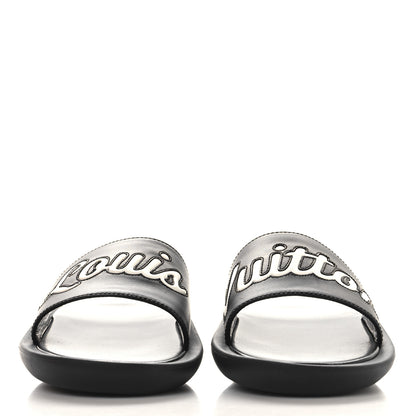 Louis Vuitton Calfskin Logo Sunbath Slide Sandals 38 Black 3 of 10