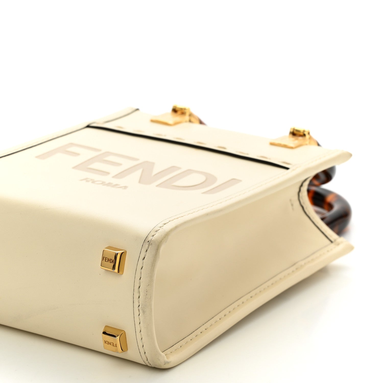 Fendi Vitello King Plexiglass Logo Embossed Mini Fendi Sunshine Shopper Tote White Ice 10 of 10