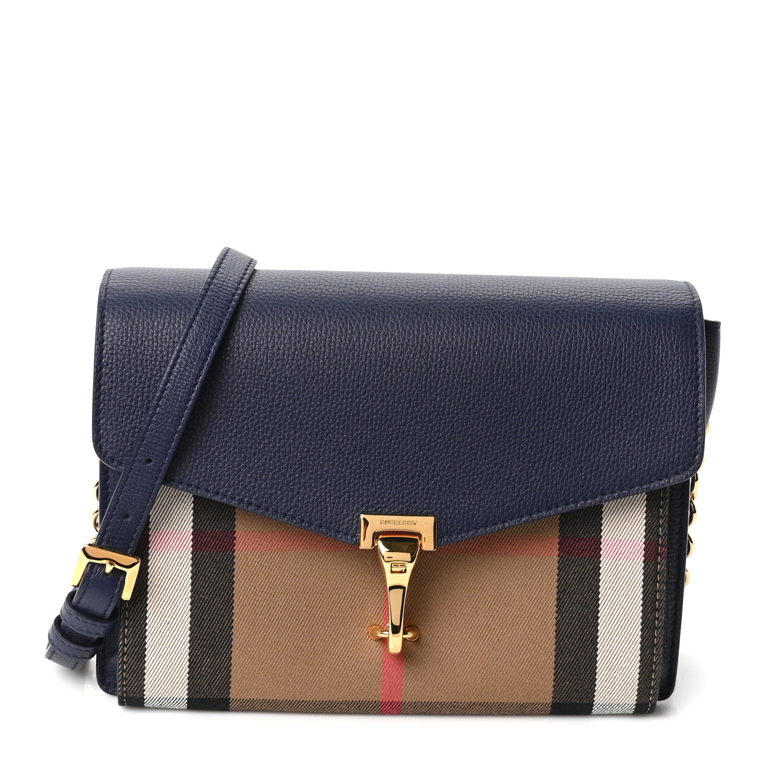 Burberry Derby Calfskin House Check Small Macken Crossbody Bag Regency Blue 1 of 11