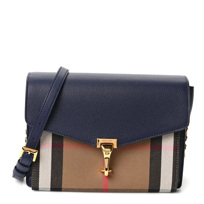 Burberry Derby Calfskin House Check Small Macken Crossbody Bag Regency Blue 1 of 11