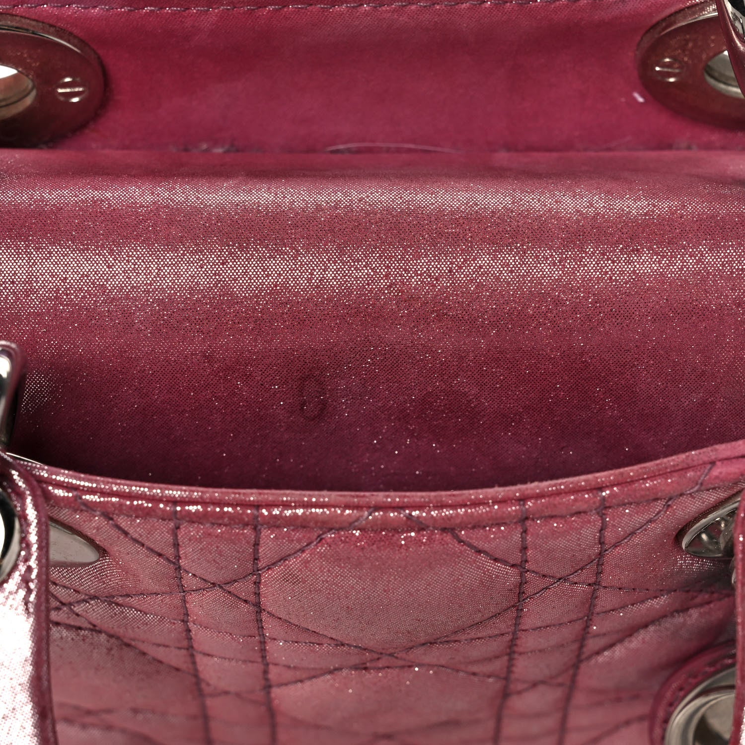 Christian Dior Metallic Lambskin Cannage Mini Lady Dior Rose Cherie 13 of 16