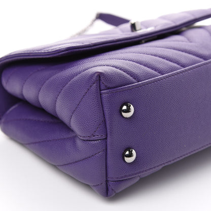 Chanel Caviar Chevron Quilted Mini Coco Handle Flap Purple 9 of 11