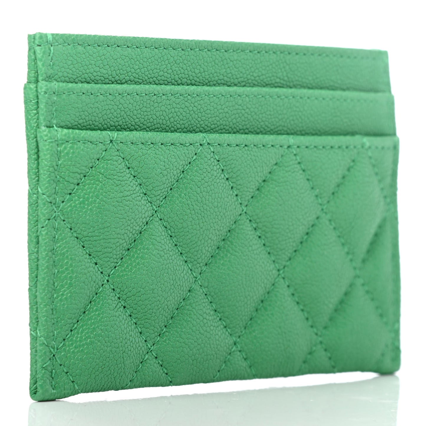 Caviar Quilted Boy Card Holder Green