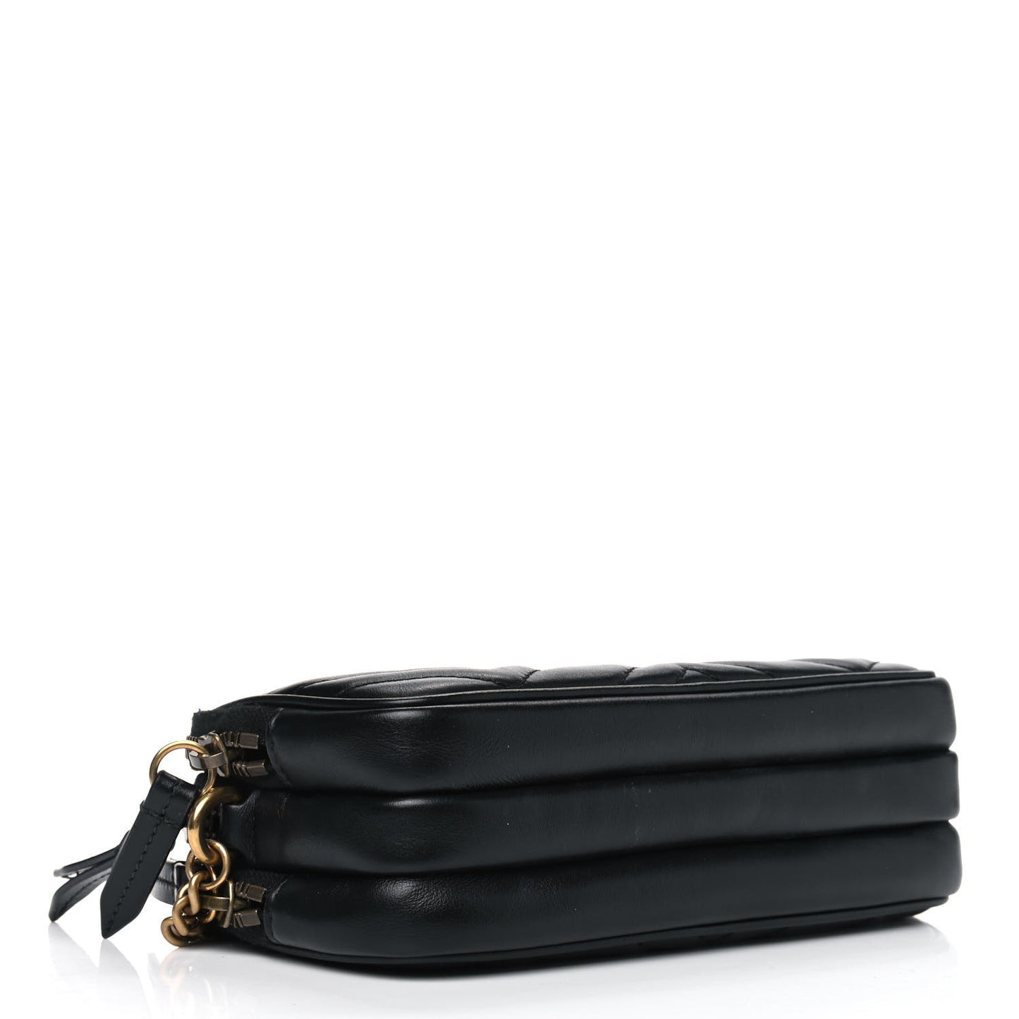 Calfskin Matelasse Mini GG Marmont Chain Crossbody Bag Black