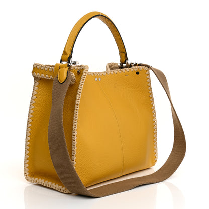 Fendi Cuoio Romano Selleria Raffia Bi-Color Woven Medium Peekaboo X-Lite Sunflower Paglia 5 of 25