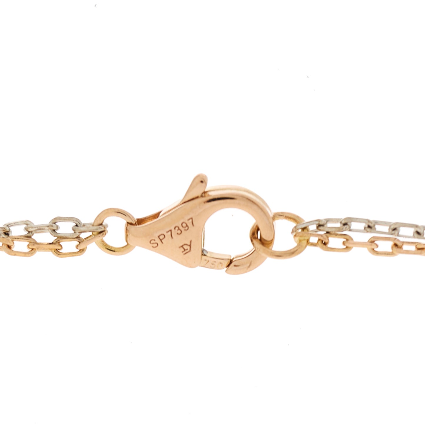 18K White Pink Gold Diamond Three Ring LOVE Pendant Necklace