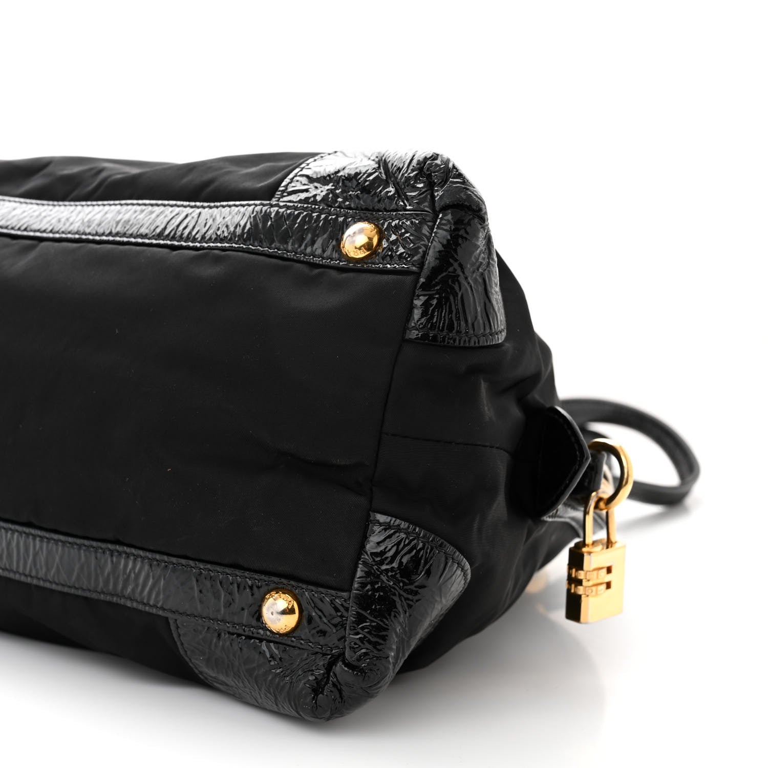 Prada Tessuto Nylon Vernice Dome Satchel Black 10 of 10