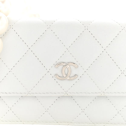 Chanel Calfskin Quilted Maxi Pearls Clutch With Chain White 9 of 12